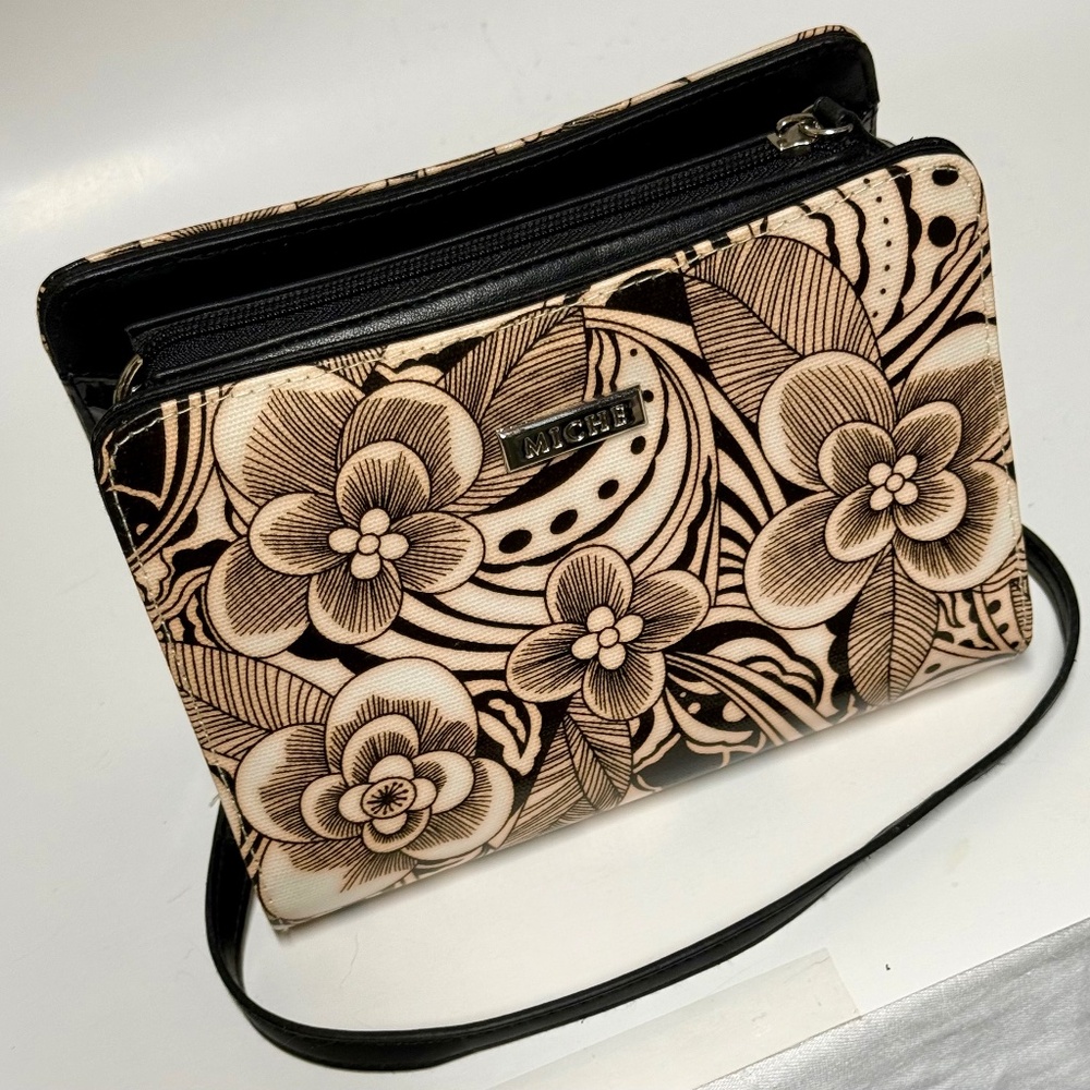 Black Miche Purse Bag with floral print shell